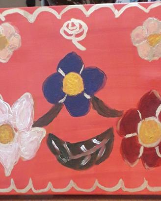 Composizione di fiori su tela