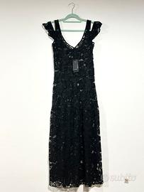 Abito lungo nero in pizzo Guess