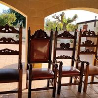 4 poltrone / sedie ‘trono’  in legno pregiato
