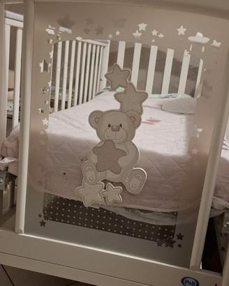 Lettino Neonato PALI in Legno Bianco con Orsetto e