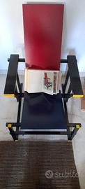 Sedia design stile Rietveld rosso/blu – replica –
