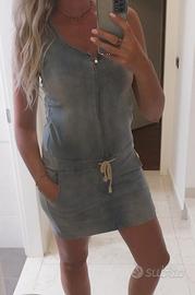 abito smanicato denim jeans estivo pezzo unico