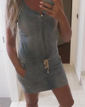 abito smanicato denim jeans estivo pezzo unico