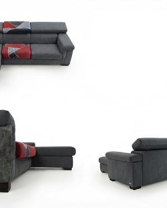Divano con penisola Poltronesofà in tessuto grigio