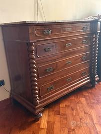 Cassa da comó in legno con piano in marmo