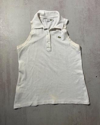 Polo Smanicata Vintage Chemise Lacoste Bianca - 38