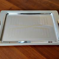 Vassoio acciaio inox con incisioni dorate