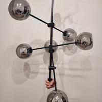 Lampadario Moderno nero vetro fumé 