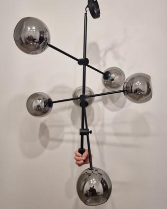 Lampadario Moderno nero vetro fumé 