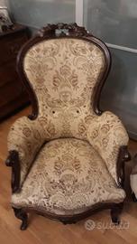 POLTRONA ANTIQUARIATO STILE LUIGI DELL'800