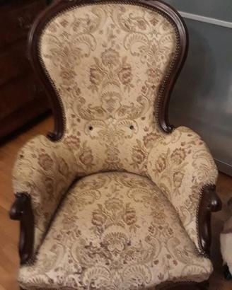 POLTRONA ANTIQUARIATO STILE LUIGI DELL'800