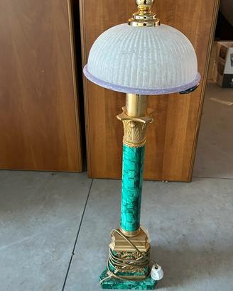Lampada da tavolo metallo e malachite