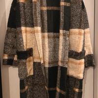 Cappotto cardigan scozzese misto lana