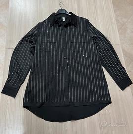 Camicia nera con righe brillanti elegante