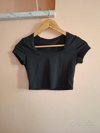 T-shirt crop top nero 