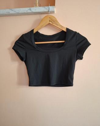 T-shirt crop top nero 