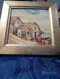 Quadro con cornice dipinto su piastrella 