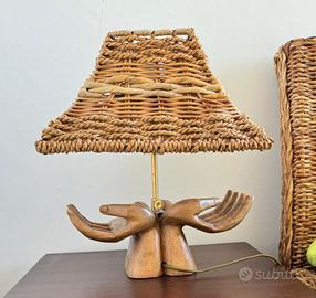 SET DI DUE LAMPADE IN RATTAN FATTE A MANO