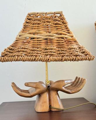 SET DI DUE LAMPADE IN RATTAN FATTE A MANO