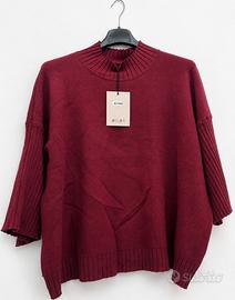 Maglia Donna Bordeaux Collo Alto Manica 3/4