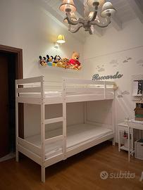 Letto a castello IKEA MYDAL bianco + 2 materassi
