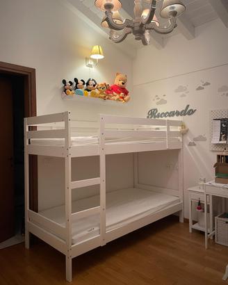 Letto a castello IKEA MYDAL bianco + 2 materassi