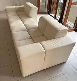 Divano componibile in pelle bianco