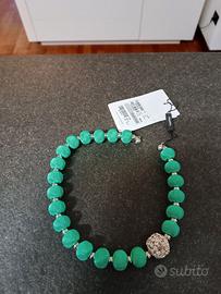 Collana Mayerline Verde Mela con dettagli Argentat