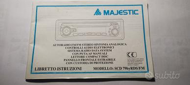 Libretto manuale istruzioni Majestic SCD79byRDS/FM