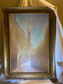 Quadro dipinto su tela - scorcio di Siena