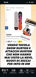 snowboard e attacchi burton 148cm NUOVi