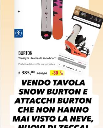 snowboard e attacchi burton 148cm NUOVi