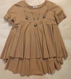 blusa modello baby doll color caffelatte + parure