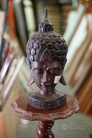 Testa di Buddha Decorativa in Legno Scuro – 24333
