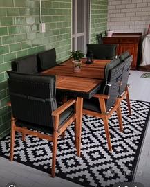 Tavolo e sedie da esterno in legno acacia