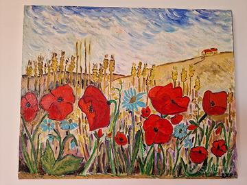 Massimo Raparelli - Dipinto originale "Papaveri" (