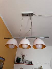 Lampadario moderno 3 luci metallo vetro