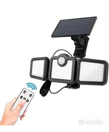 Faretto LED Solare 3 Pannelli Orientabili con Sens