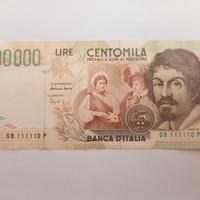 100000 lire Caravaggio II tipo codice raro