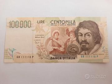100000 lire Caravaggio II tipo codice raro