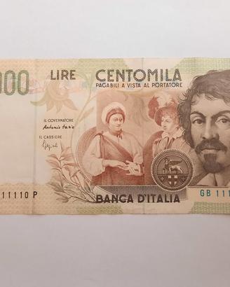 100000 lire Caravaggio II tipo codice raro