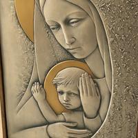 Madonna con bambino in argento 925 e oro 24k