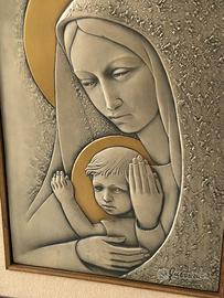 Madonna con bambino in argento 925 e oro 24k