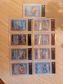 Pokemon eevee + 8 evoluzioni gradate pristine 10