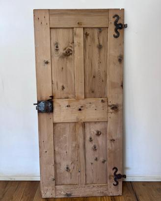 Porta antica in legno di abete a 4 pannelli