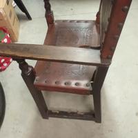 Sedia padronale in legno e pelle