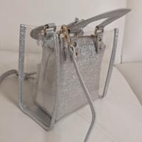 Borsa a mano trasparente argentata