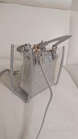 Borsa a mano trasparente argentata