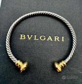 Bvlgari bracciale elastico acciaio e oro giallo