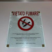 VIETATO FUMARE INSEGNA IN VETRO TEMPERATO